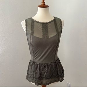 Bebe Lace Peplum Knit Top